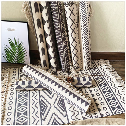 Nordic cotton and linen tassel carpet