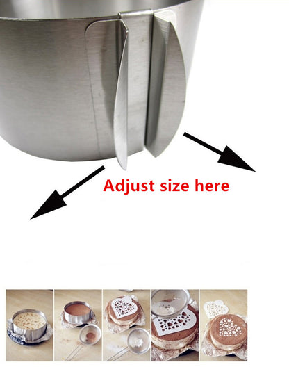 Adjustable stainless steel cake pan