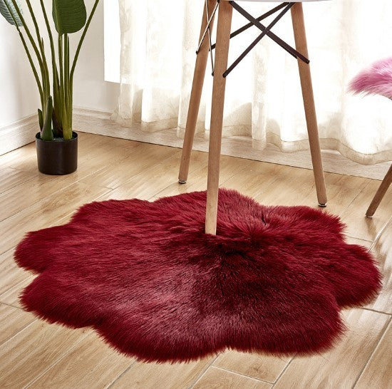 Artificial Woolen Carpet Rug Floral Shape Sheepskin Hairy Carpet Faux Mat Seat Pad Fur Warm Tapetes Floor Mat Soft Area Rug