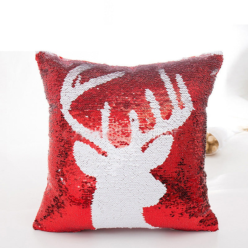 Red Christmas double-sided sequin pillowcase