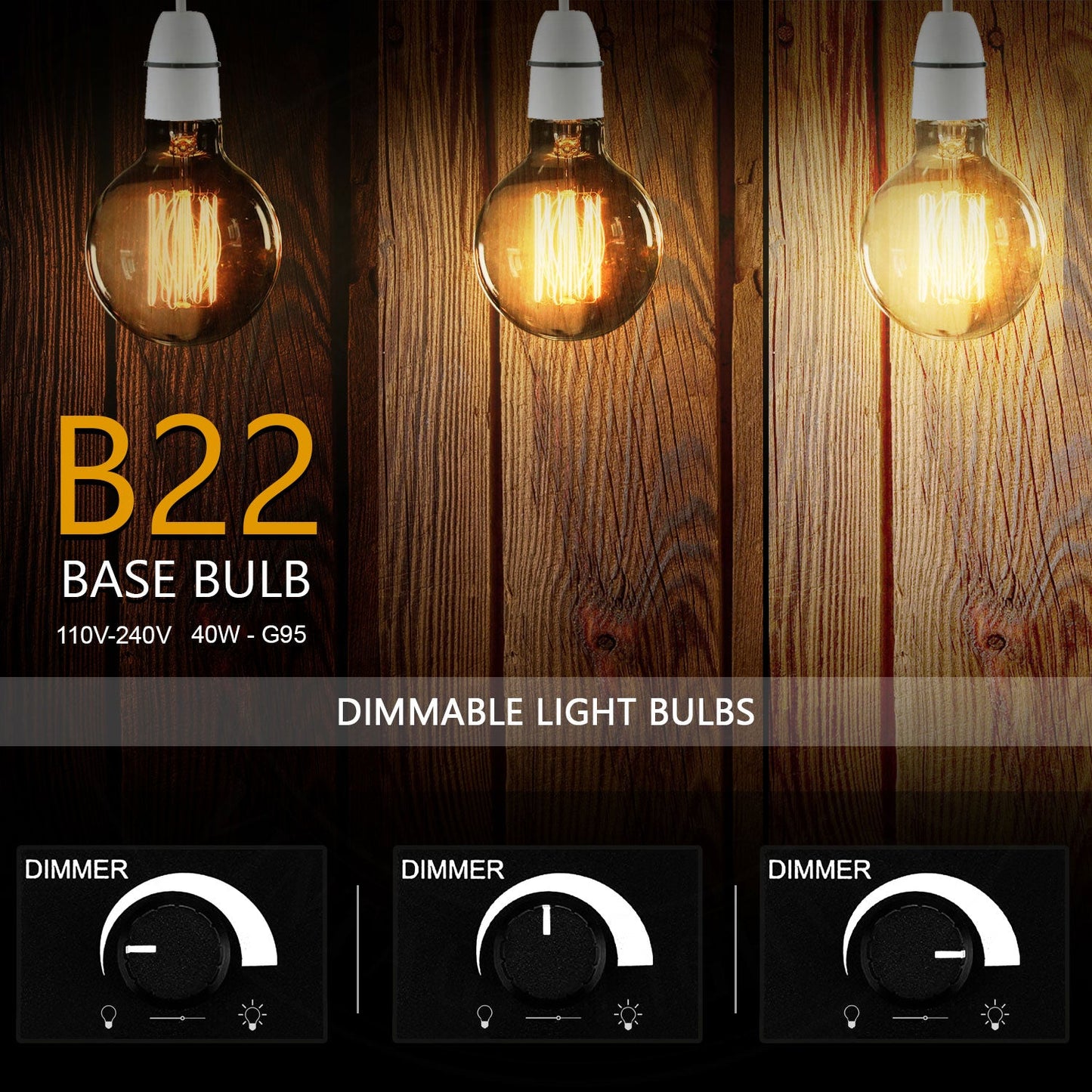 G95 Filament Vintage LED Bulbs 4W B22 Edison Vintage Bayonet Bulb-