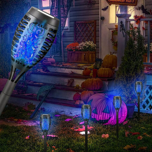 4Pcs Solar Halloween Light Flame Torch Lamp 33 LED Waterproof for