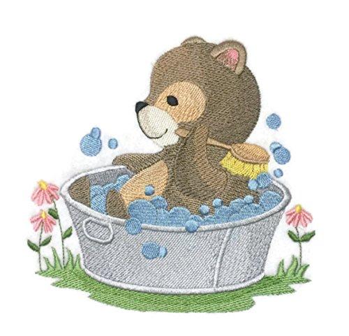 Baby Woodland Bath Time - Bear Embroidered Iron on/Sew patch [5.86" X