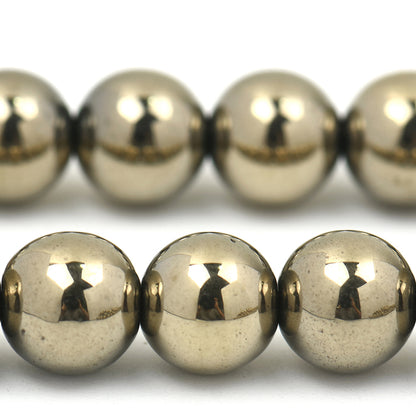 Electroplated Pyrite Glossy Round Beads