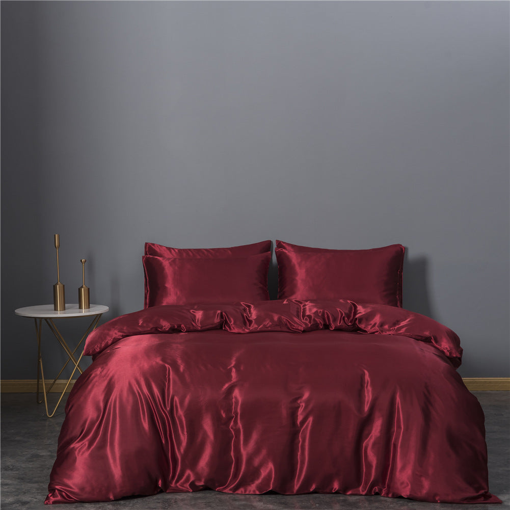 Simulation Silk Three-piece Duvet Cover Bedding