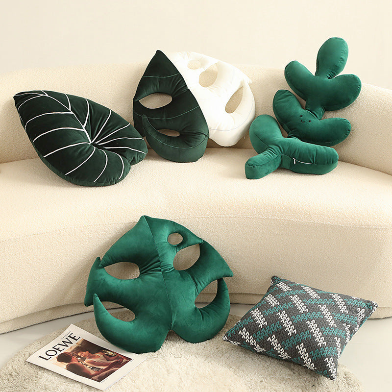 Green Plant Pillow Home Philodendron