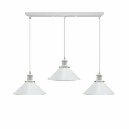 Vintage Industrial White 3 Way Hanging Pendant Light Indoor Ceiling