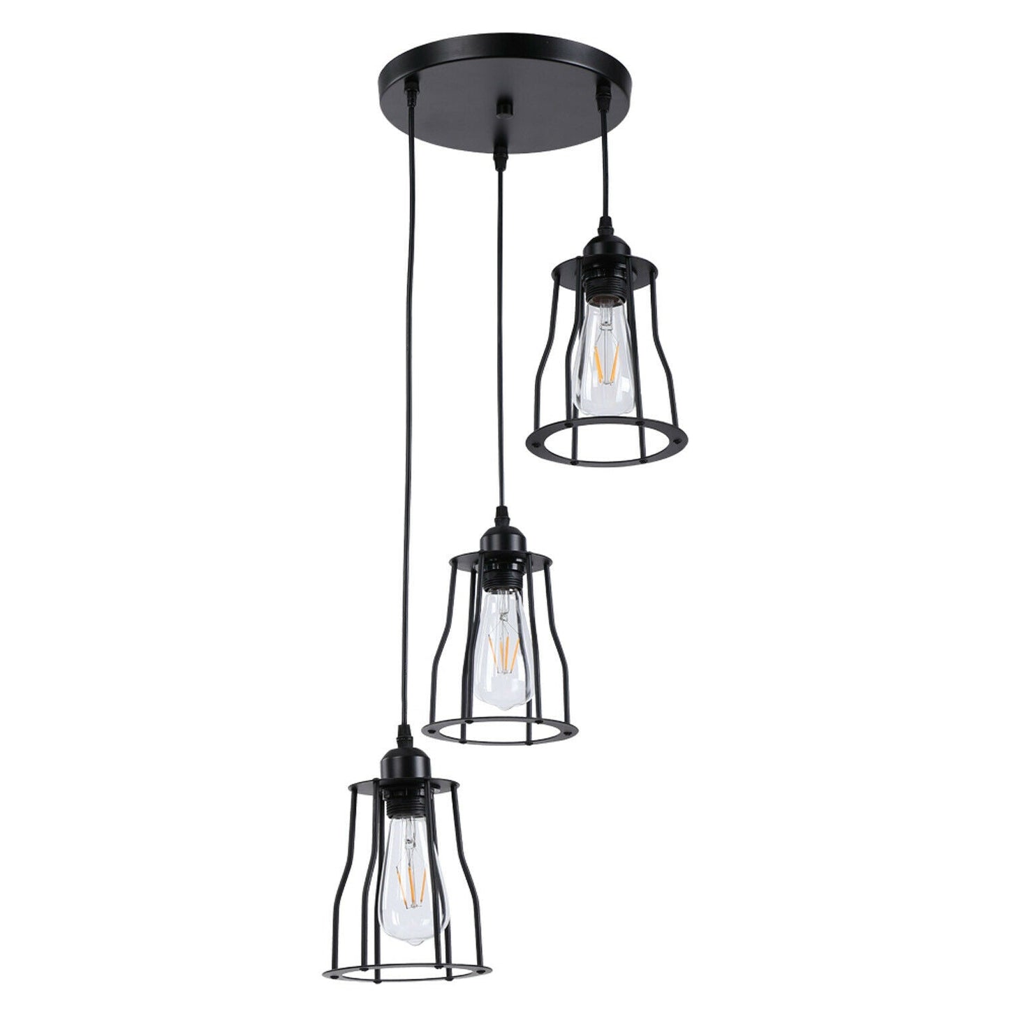 Three-Way Metal Black Color Hanging Pendant Lamp ~1381