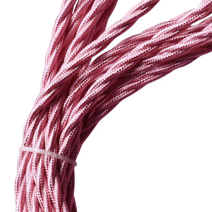 5m Shiny Pink 2 Core 8amp Twisted Electric Fabric 0.75mm Cable~1754