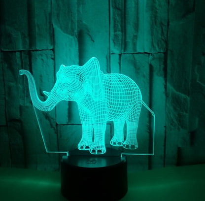 New elephant 3D light Colorful touch 3D LED visual light Gift decoration 3D small table lamp