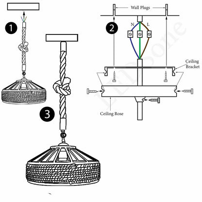 Retro Hemp Rope Pendant Lighting fixtures~1104