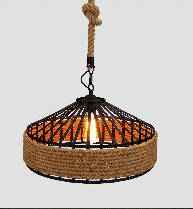 Retro Hemp Rope Pendant Lighting fixtures~1104