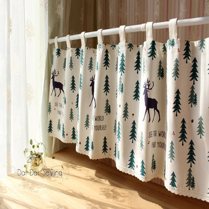 Kitchen fabric short curtains