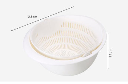 Double-Dish Sink Drain Basket Kitchen Panning Wash Fruit Basket