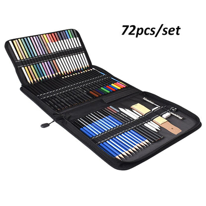 Sketch Drawing Color Pencil Set Charcoal Art Brush Set 72 Piece Painting Set