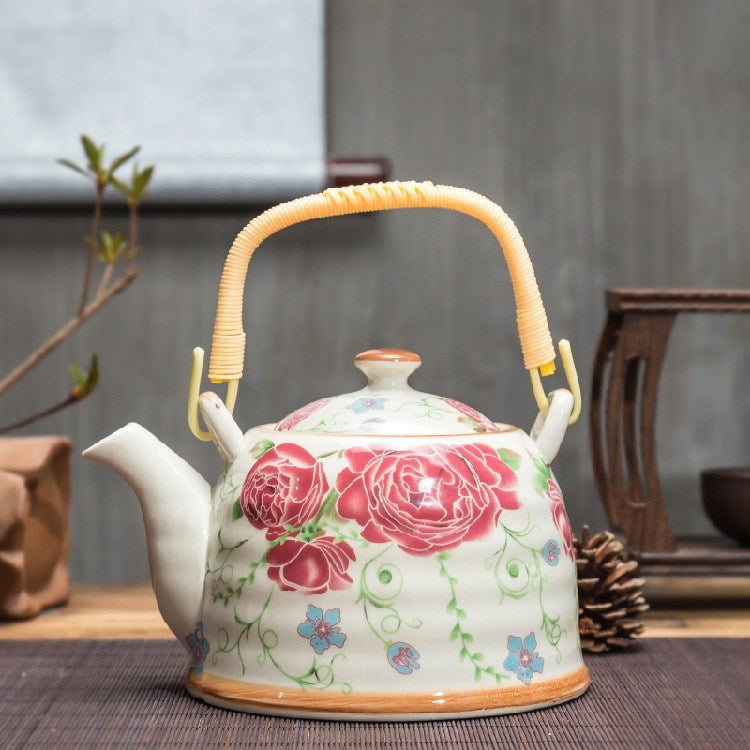 Ceramic Teapot With Strainer Large Handle Pot Single Pot Household