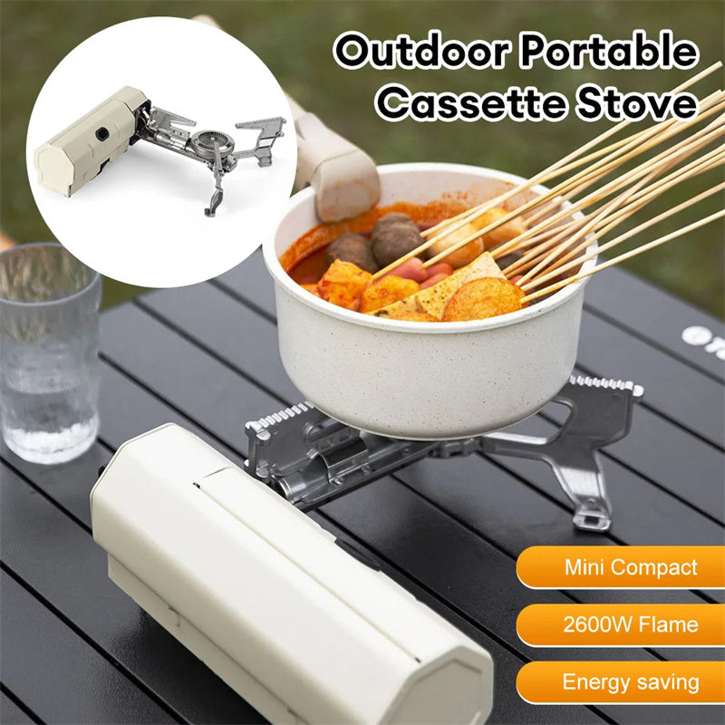 Camping Gas Stove Portable Folding Cassette Stove Outdoor Hiking BBQ Travel Cooking Grill Cooker Gas Burner Food Heating Tool Kitchen Gadgets