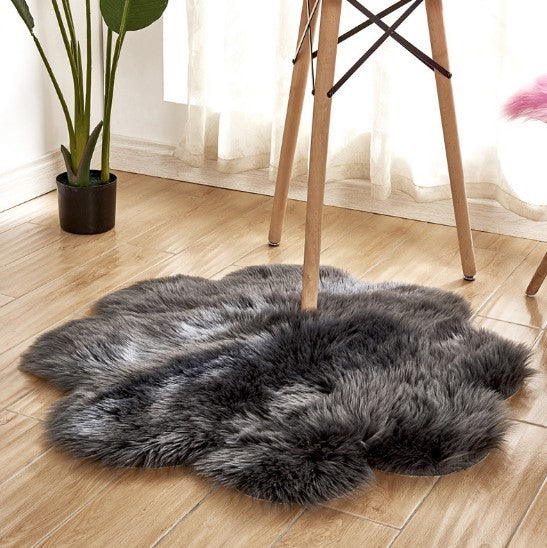 Artificial Woolen Carpet Rug Floral Shape Sheepskin Hairy Carpet Faux Mat Seat Pad Fur Warm Tapetes Floor Mat Soft Area Rug