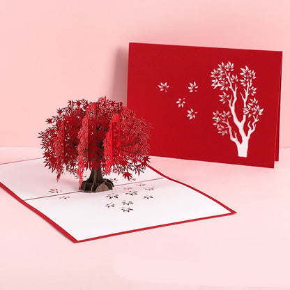 3D Laser Cut Handmade Sakura Kissing Lover Paper Invitation Greeting Card