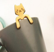 Cross-border 304 Stainless Steel Spoon Cartoon Cat Handle Hanging Coffee Spoon