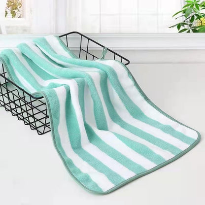 Coral Fleece Wide Striped Edge Soft Absorbent Thickening Lint-free Face Washing At Home Towels