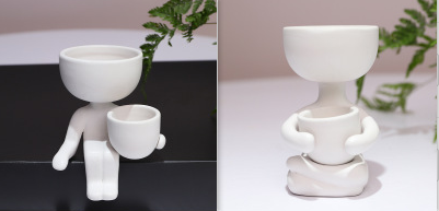 Humanoid ceramic flower pot