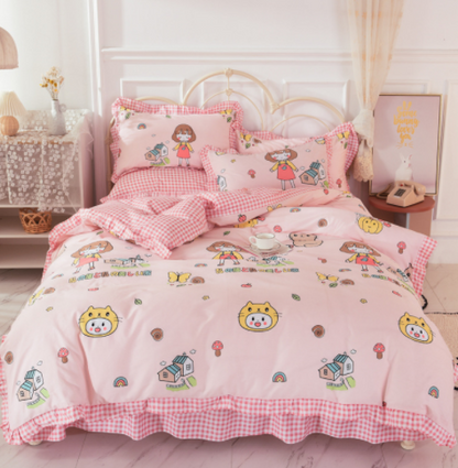 Cotton 100 Princess Wind Quilt Cover Cartoon Student Dormitory Bed