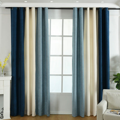 Factory direct stitching simple solid chenille curtain high shading curtain finished living room bedroom curtains