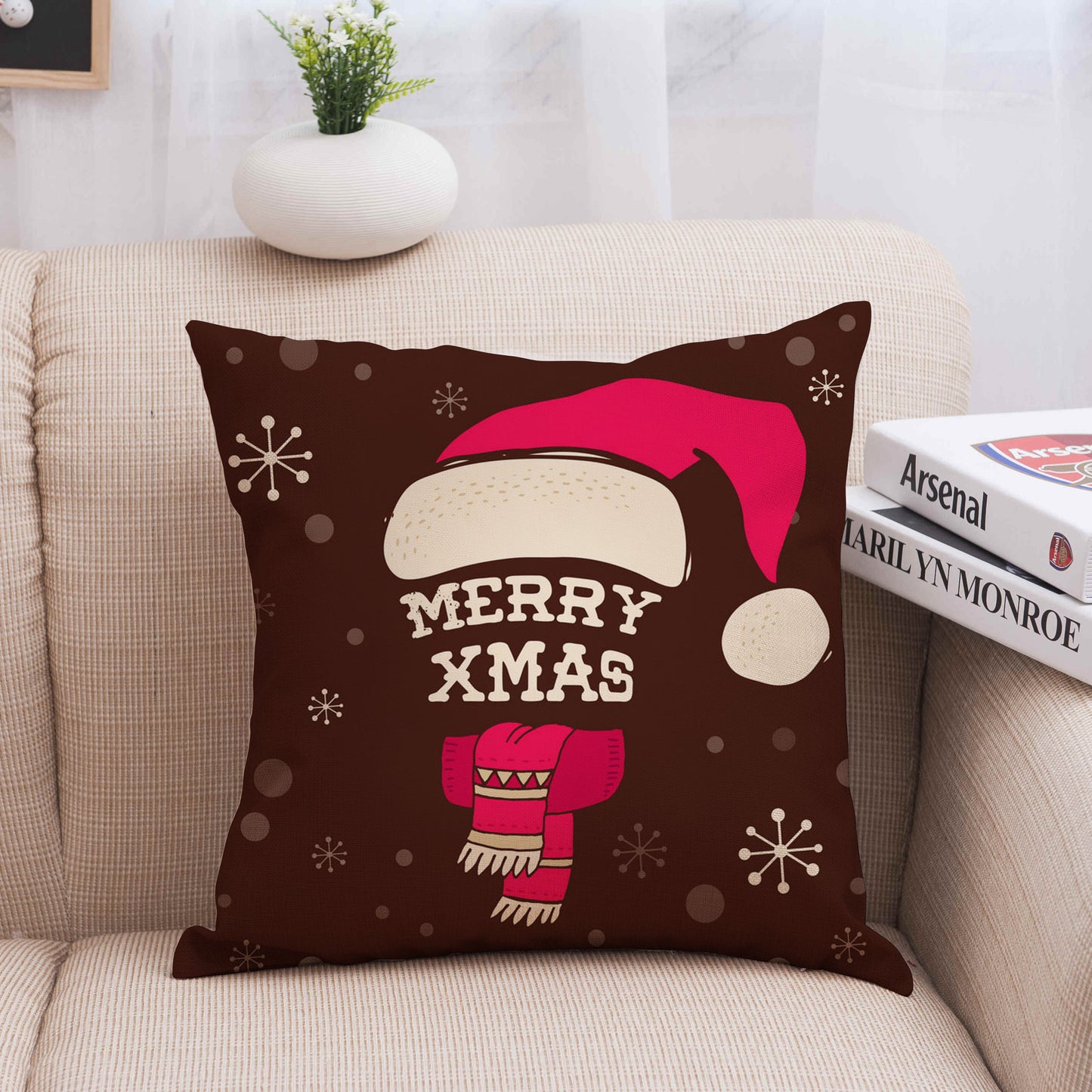 Christmas linen pillowcase