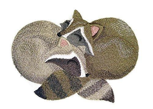 Autumn Cozy Cuddlers - Raccoons Embroidered Iron on/Sew Patch 5.69" X