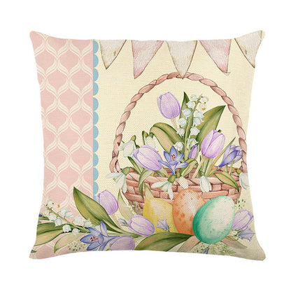 Easter Print Embrace Pillowcase Linen Living Room Headrest Cover