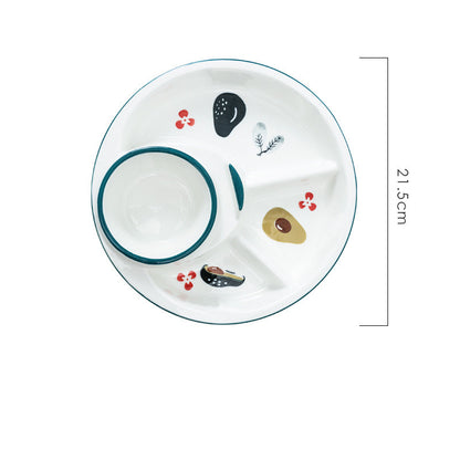 Children's Ceramic Quantitative Plate Three Division Plate