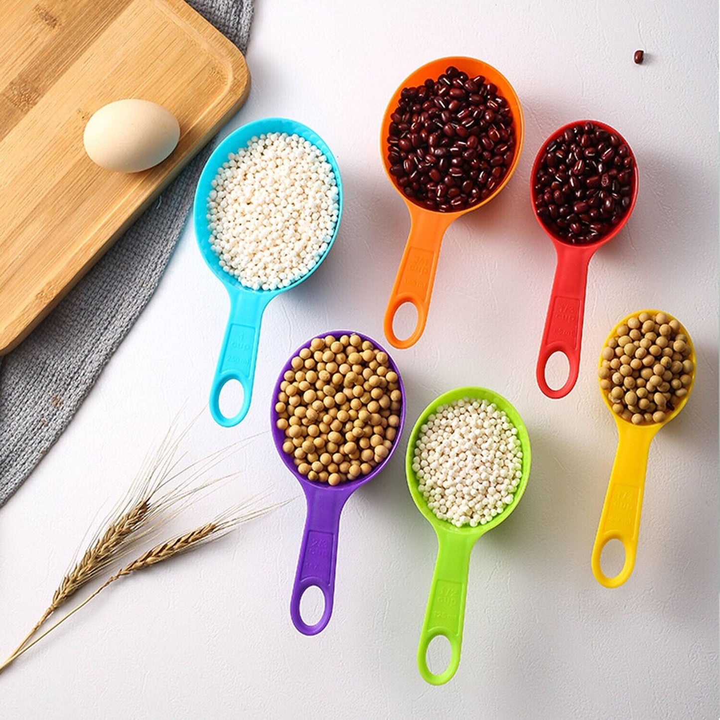 Set Of 6 Measuring Spoons And 6 Cups MultiColor Durable Plastic Kitchen Tools