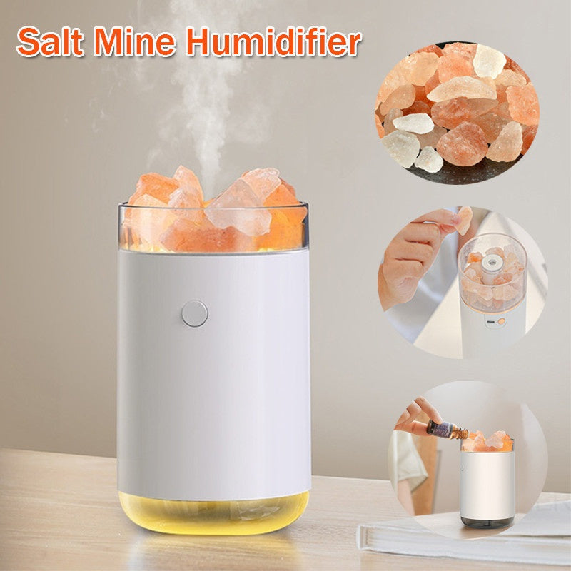 Air Humidifier Crystal Salt Stone Desktop Aromatherapy Essential Oil Ultrasonic Diffuser With LED Lamp Bedroom Home Humidifier