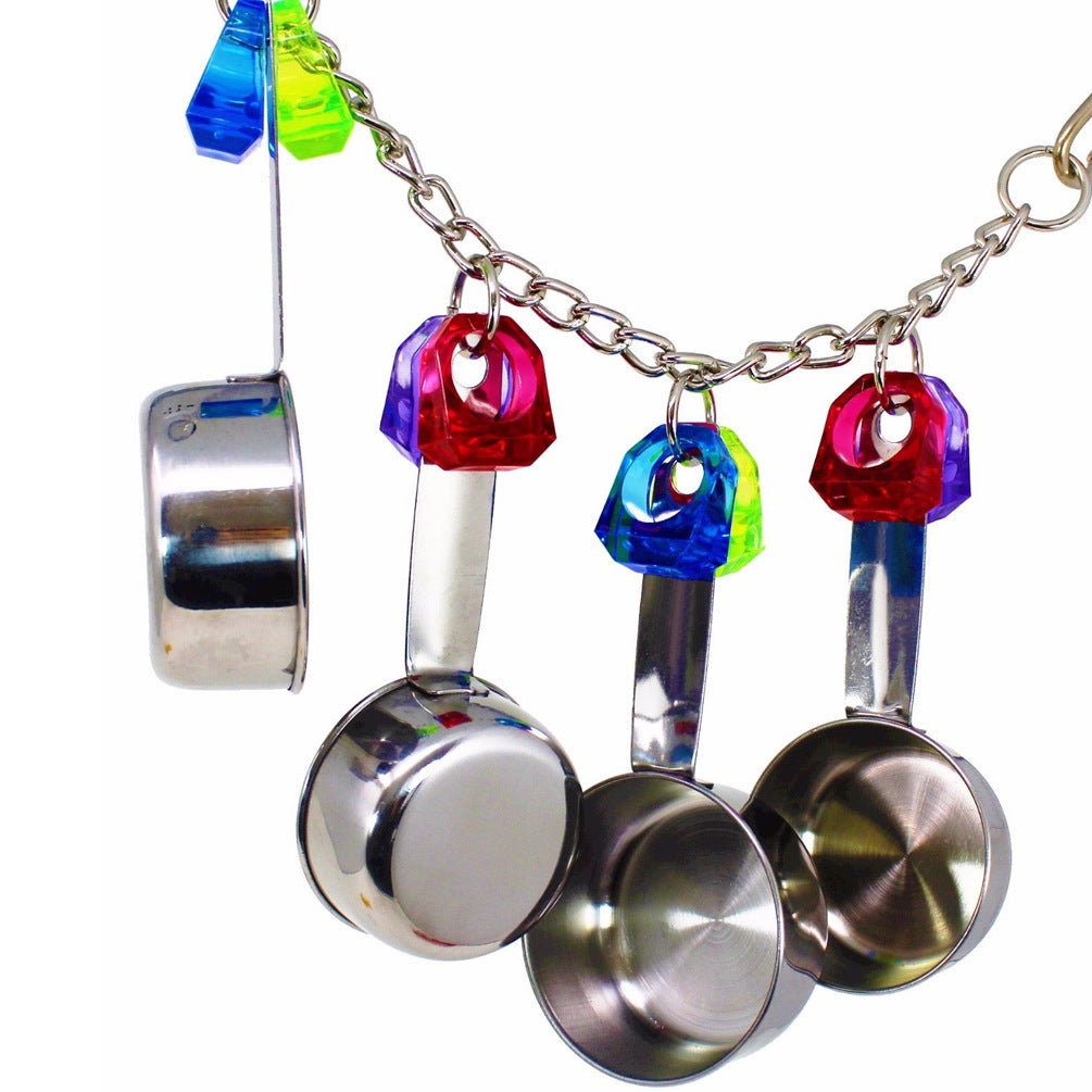 Parrot Bite Stainless Steel Four-pot String Toy