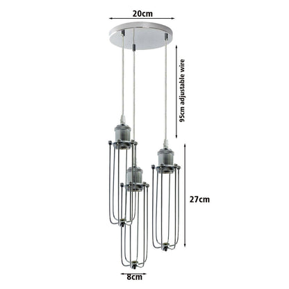 3 Way Cluster Hanging Ceiling Pendant Light E27 Chrome Light Fitting