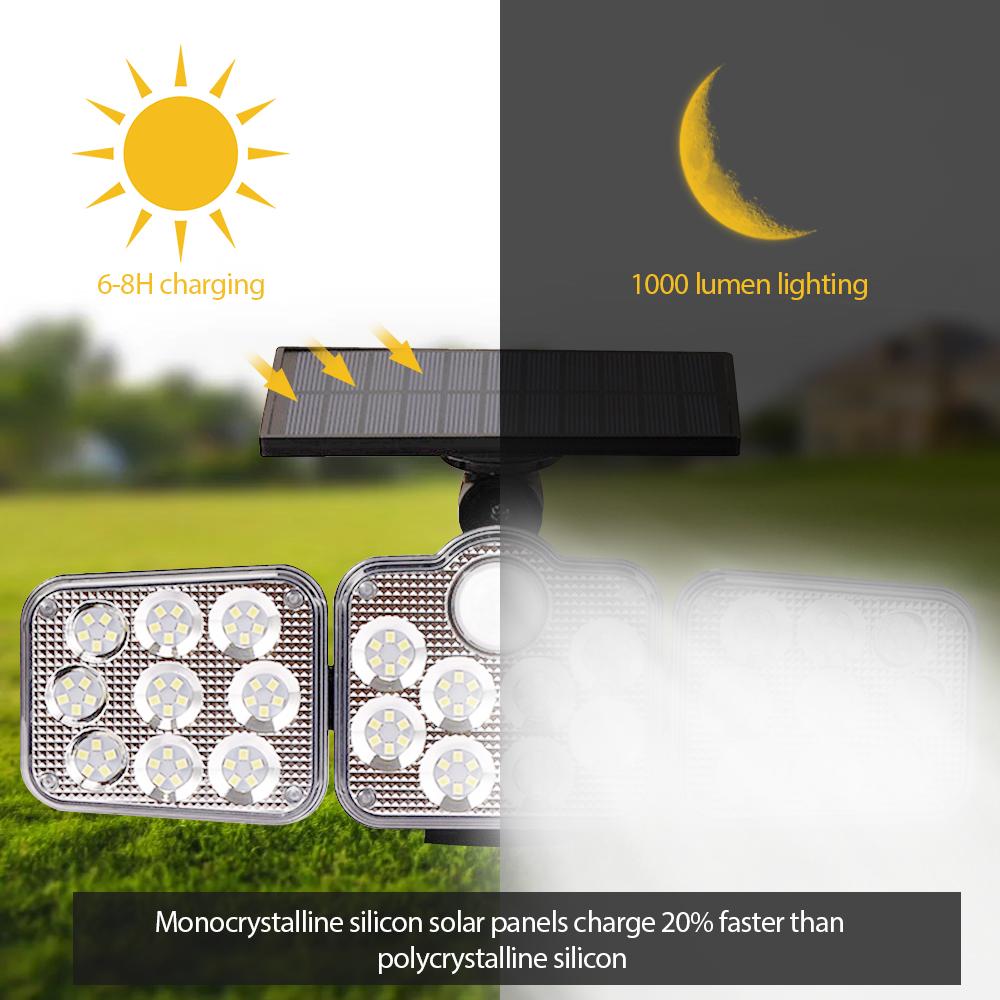 3 Adjustable Heads 270° Wide Angle Illumination Solar Lights Outdoor