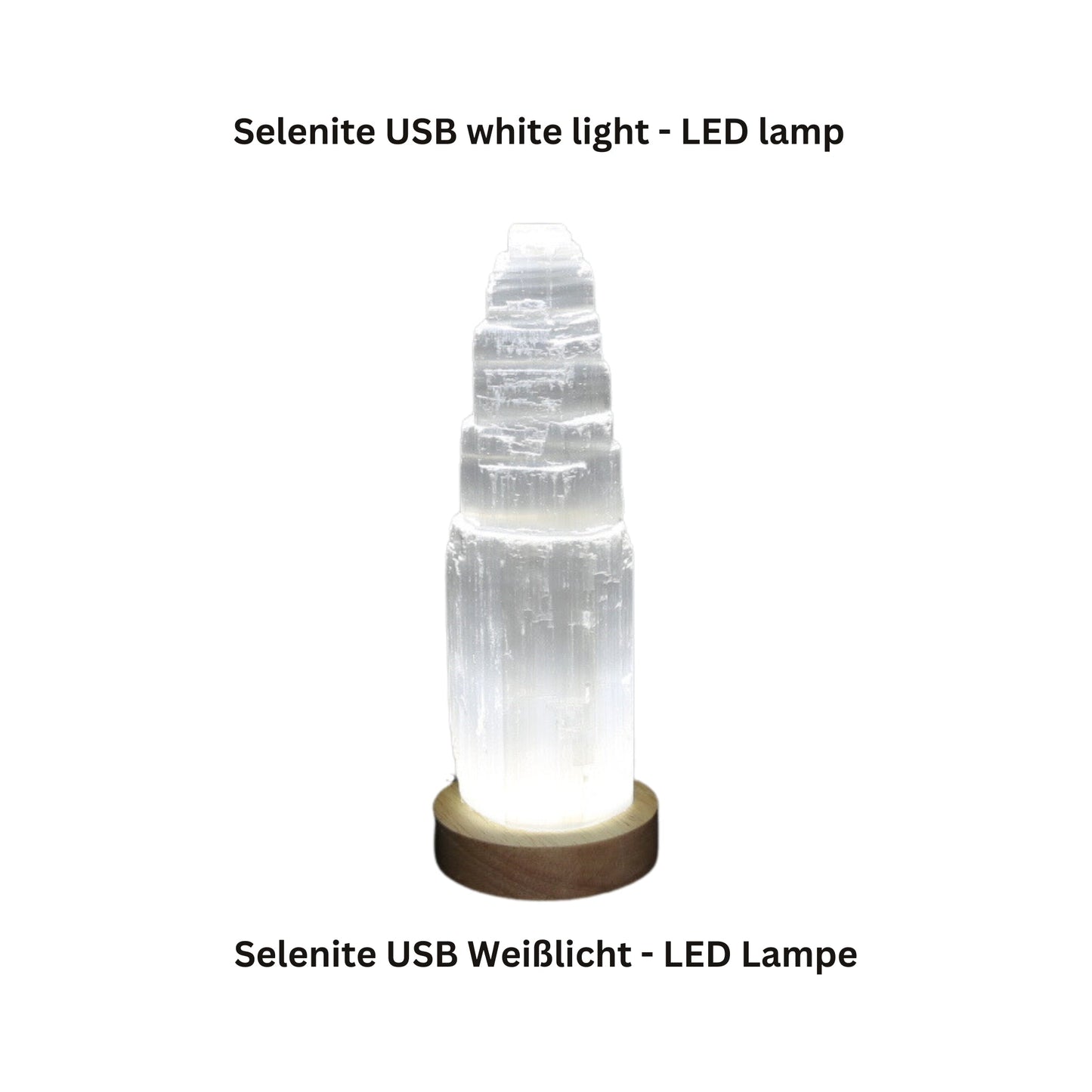 Natürliche USB Turmlampe aus Selenit Tischlampe mit weißes led-licht