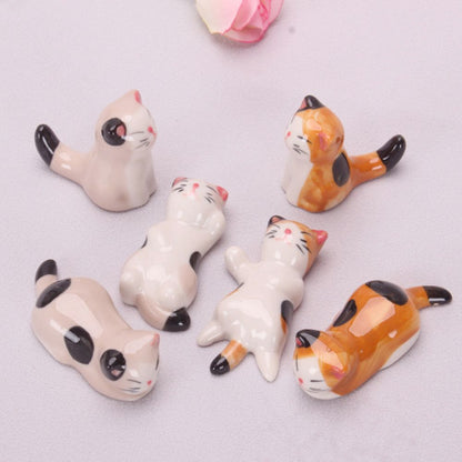 Porcelain Cat Chopstick Holders Set