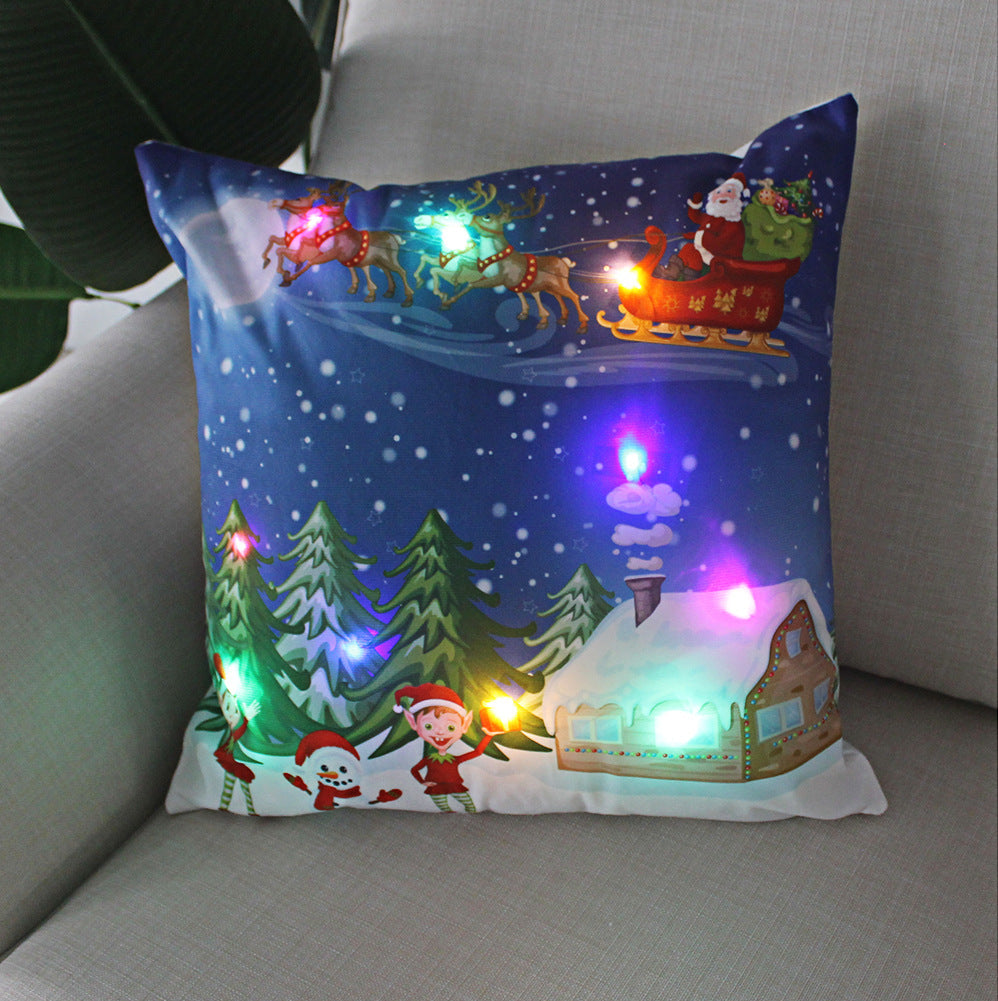 New Lantern Christmas LED Light Super Soft Short Plush Pillowcase