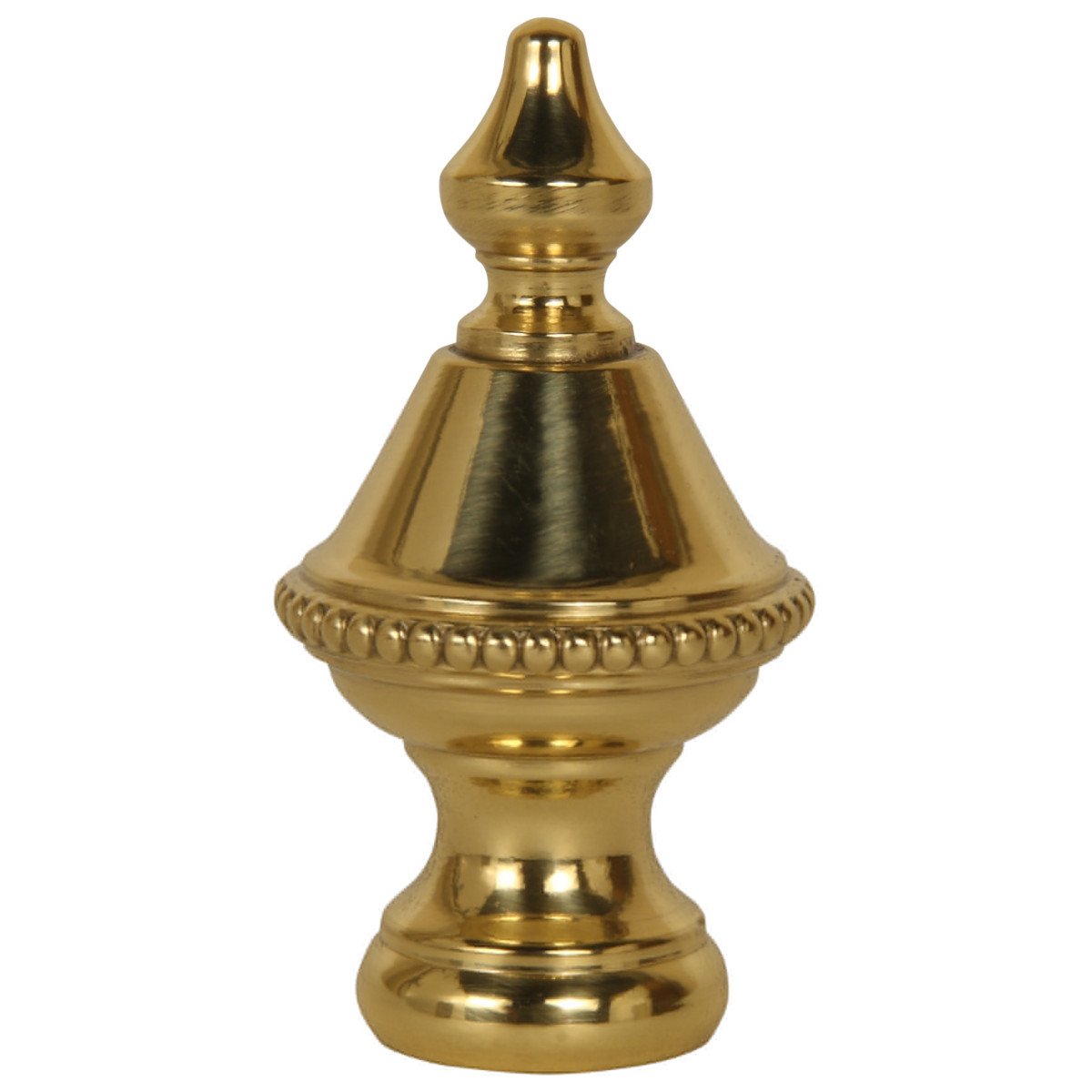 Beaded Knob Spire Lamp Finial Polished Brass 1.5"h