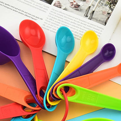 Set Of 6 Measuring Spoons And 6 Cups MultiColor Durable Plastic Kitchen Tools