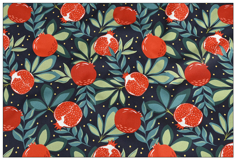 Fine Canvas Nordic Pomegranate Printed Fabric Cotton