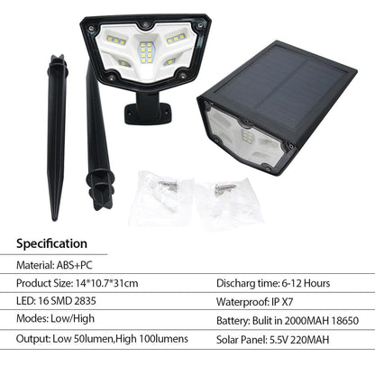 2 Pcs Solar Landscape Spotlights IP67 Waterproof Solar Powered Lights