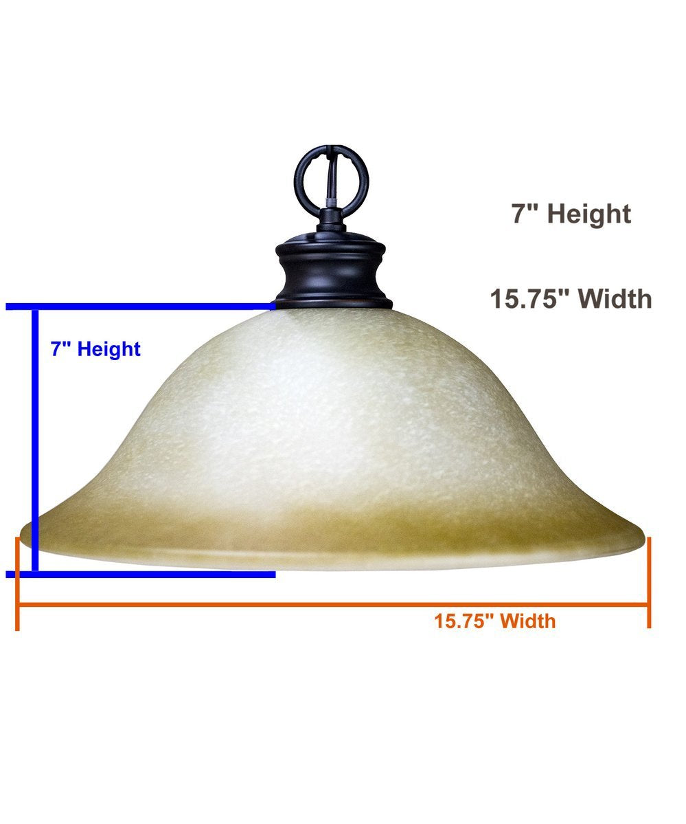 16"W Plug In Swag Amber Glass Pendant Light Bronze Finish