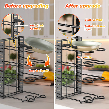 Pot And Pan Organizer, Pot Lid Holders & Pan Rack, Multiple DIY Methods, 8 Tier Pot Racks, Adjustable Kitchen Organization And Storage For Pots And Pans.