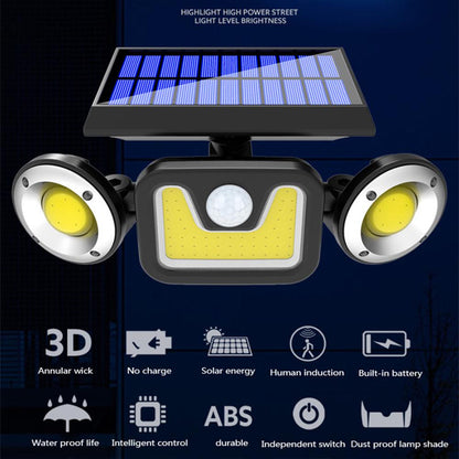 Solar Outdoor 3-Head Adjustable 360°Rotating Wide-Angle Floodlight