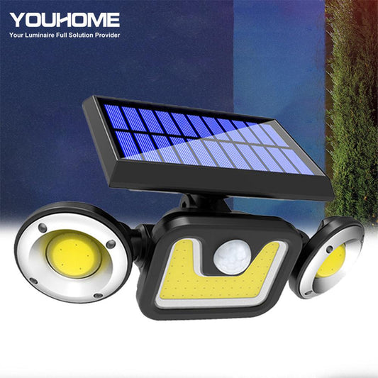 Solar Outdoor 3-Head Adjustable 360°Rotating Wide-Angle Floodlight