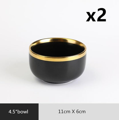 Ceramic black bowl and plate cutlery set