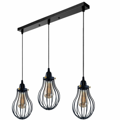 Retro Industrial Black Indoor Hanging Adjustable Pendant Light Big